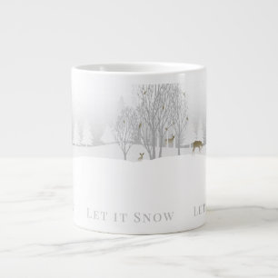 Caneca De Café Grande Vamos Neve, Cena de Woodland de inverno com Veado