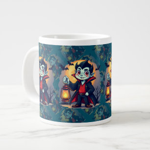 Caneca De Café Grande Vampiro Fofo com Lanterna Kawaii Halloween