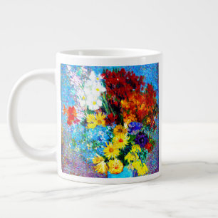Caneca De Café Grande Van Gogh Flores num Vaso Azul