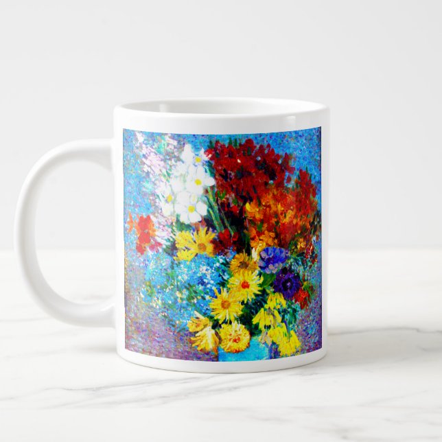 Caneca De Café Grande Van Gogh Flores num Vaso Azul (Esquerda)