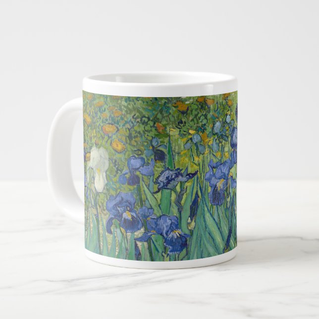 Caneca De Café Grande Van Gogh Irises (F608) Belas Artes (Frente Esquerda)