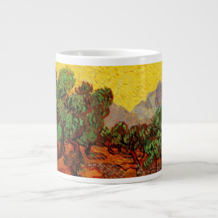 Caneca De Café Grande Van Gogh Olive Trees com Céu Amarelo e Sol