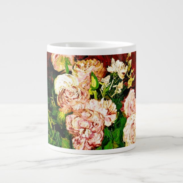 Caneca De Café Grande Van Gogh Peonies e Rosas (Frente)