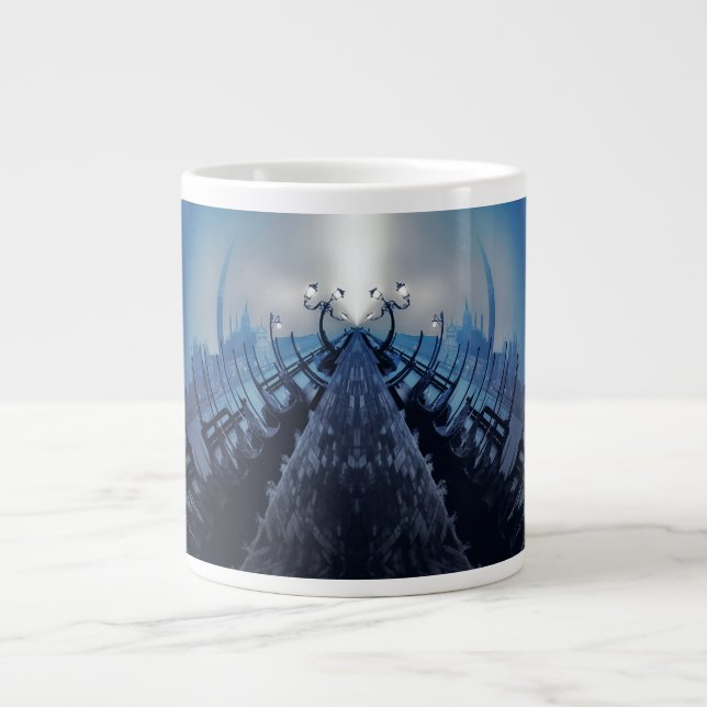 Caneca De Café Grande VANISHING VENICE Blue Gondolas (Frente)