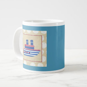 Caneca De Café Grande Vapor com Propeller e Bandeiras Azuis