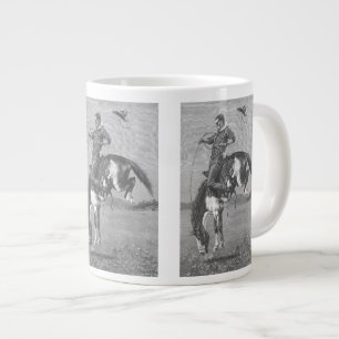 Caneca De Café Grande Vaqueiros de Rodeio Antigos, Cavalo Bronco por Rem