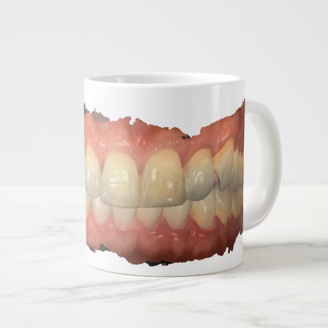 Caneca De Café Grande Varredura De Dentes Assustadores (Frente Esquerda)