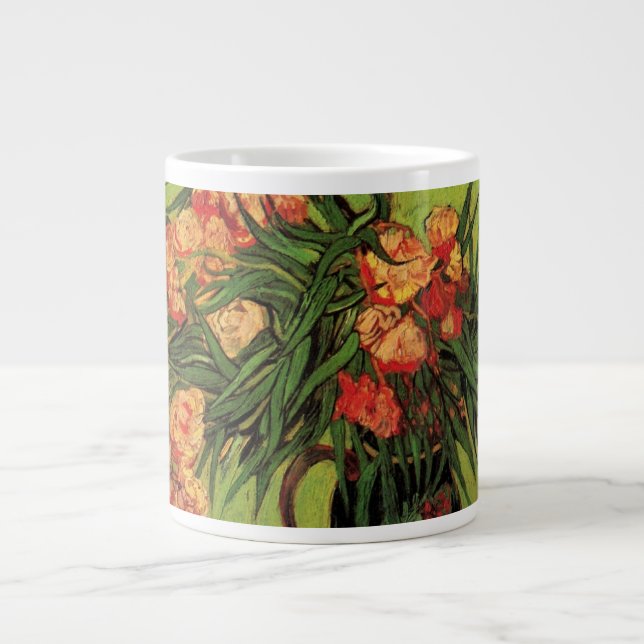 Caneca De Café Grande Vaso com Oleandros e Livros de Vincent van Gogh (Frente)