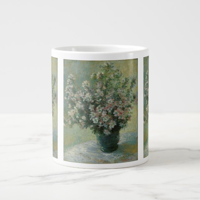 Caneca De Café Grande Vaso de Flores por Claude Monet (Frente)