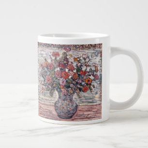 Caneca De Café Grande Vaso de Flores, Zinnias por Maurice Prendergast