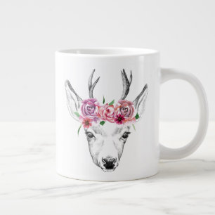 Caneca De Café Grande Veado das Flores de Água