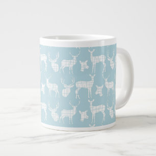 Caneca De Café Grande Veado de Silhouette Rustic em Blue Specialty Mug