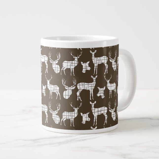 Caneca De Café Grande Veado de Silhouette Rustic em Mug Castanho Special (Frente Esquerda)