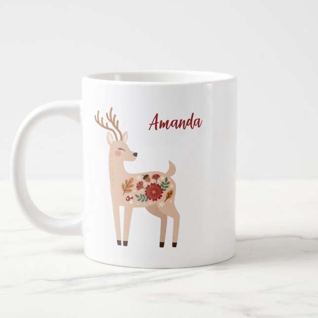 Caneca De Café Grande Veado de Woodland Personalizado (Esquerda)