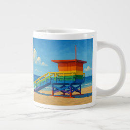 Caneca De Café Grande Venice Beach Rainbow Lifeguard Stand
