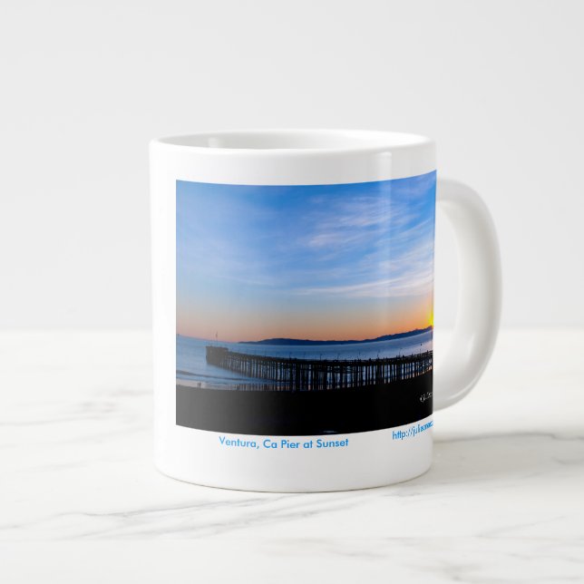 Caneca De Café Grande Ventura, Ca Pier Sunset 15 oz Mug (Frente Esquerda)
