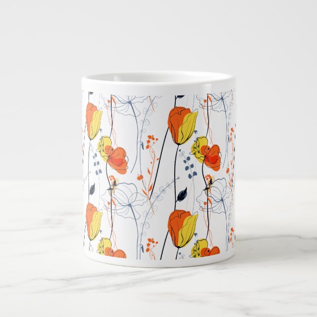 Caneca De Café Grande Verão tropical | Belos Design de flores amarelas (Frente)