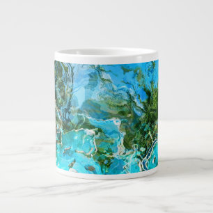 Caneca De Café Grande Verde azul-marinho e azul-turquesa tropical
