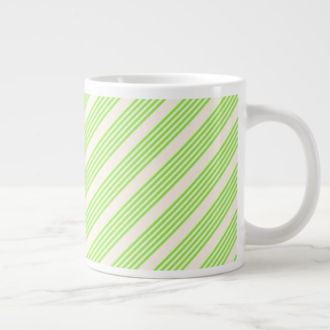 Caneca De Café Grande Verde limão e bege cinco faixas (Direita)