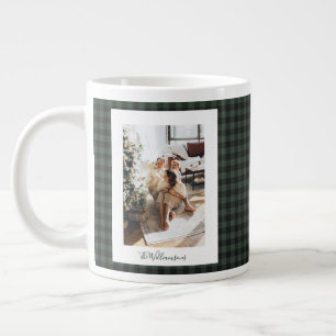 Caneca De Café Grande Verde Preto Búfalo Xadrez Rústico Foto Natal 