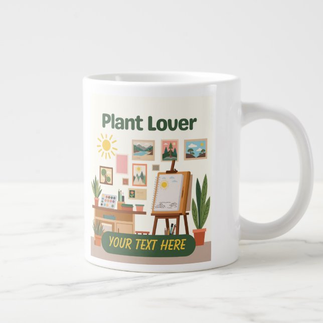 Caneca De Café Grande Verdura Personalizada & Design de Espaço de Trabal (Direita)