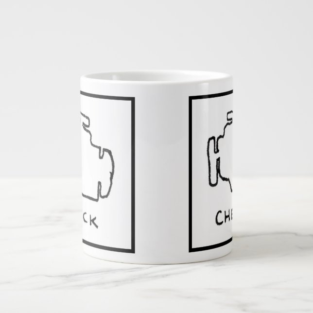 Caneca De Café Grande Verificar Desenho da Luz do Motor (Frente)