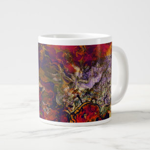 Caneca De Café Grande Vermelho abstrato à noite, Creme e rodovalho à mei