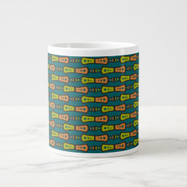 Caneca De Café Grande Vermelho, Amarelo, Preto, Tribal em Teal; Jumbo Mu
