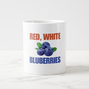Caneca De Café Grande Vermelho, Branco e Airelas