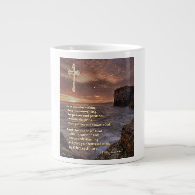 Caneca De Café Grande versículo da Bíblia cristã (Frente)