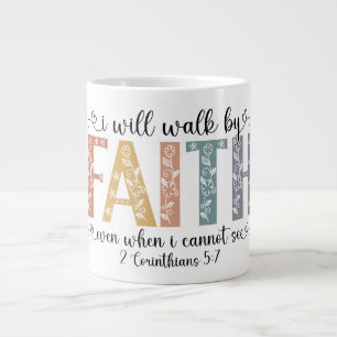 Caneca De Café Grande versículo de fé cristã inspirador