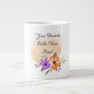 Caneca De Café Grande Verso de Bíblia Personalizado no Fundo de Pêssego