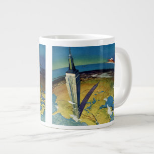 Caneca De Café Grande Viagem Antiga Nova York Empire State Building