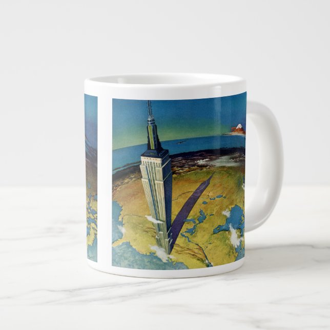 Caneca De Café Grande Viagem Antiga Nova York Empire State Building (Frente Esquerda)