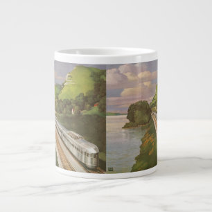 Caneca De Café Grande Viagem de Trem Antigo, Locomotiva no Campo