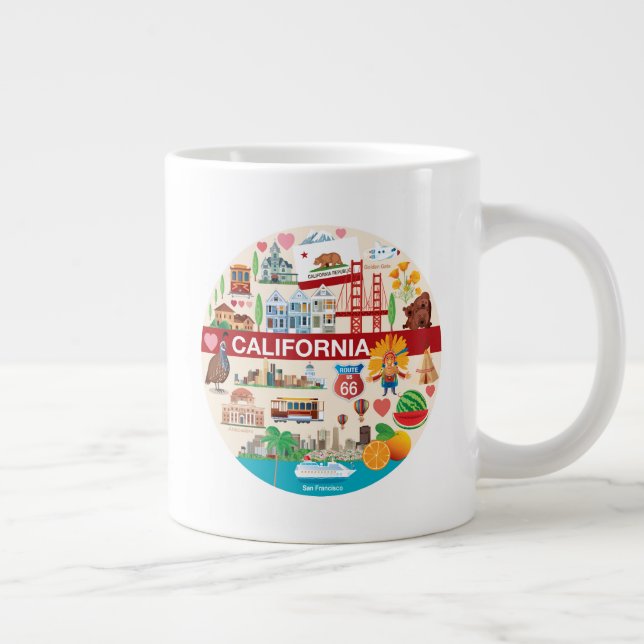Caneca De Café Grande Viagens da Califórnia (Direita)
