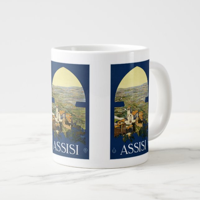 Caneca De Café Grande Viagens vintage Assisi (Frente Esquerda)