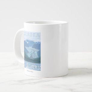 Caneca De Café Grande Viagens vintage de Cena de Glaciar do AlaskaLarge