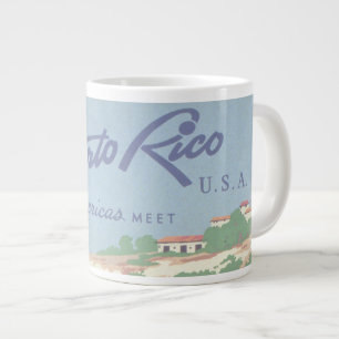 Caneca De Café Grande Viagens vintage de Poster promovendo Porto Rico