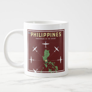 Caneca De Café Grande Viagens vintage Para Linhas Aéreas Filipinas