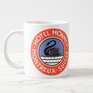 Caneca De Café Grande Viagens vintage, Swan Bird Hotel Monney Suiça