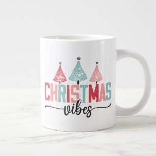 Caneca De Café Grande Víblias de Natal - Design de Árvore Festiva