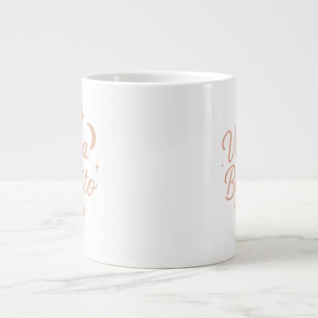Caneca De Café Grande Vibra Bonito ✨ | Pastel Gold Motivational Design (Frente)