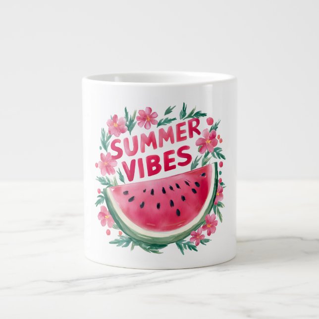 Caneca De Café Grande Vibrações de Verão (Frente)