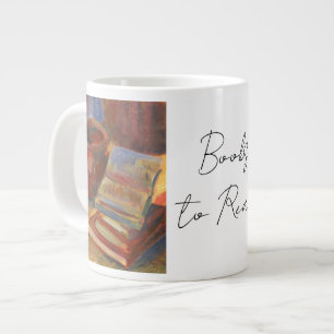 Caneca De Café Grande Vida contínua com livros para ler pintura