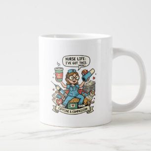 Caneca De Café Grande Vida de Enfermeira Eu Dou Conta