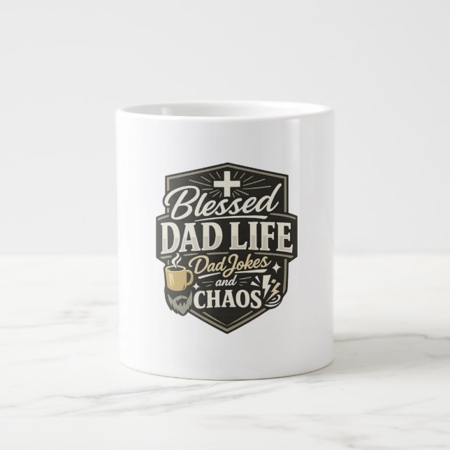 Caneca De Café Grande Vida de Pai Abencoado (Frente)