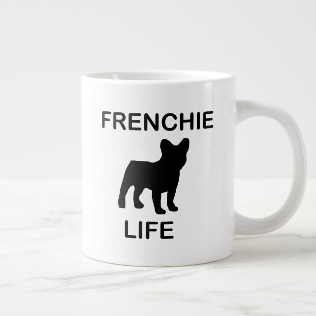 Caneca De Café Grande vida frenchida com silhouette french buldog (Direita)
