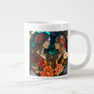 Caneca De Café Grande Vidro achatado Gemini Zodiac
