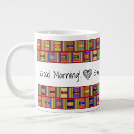 Caneca De Café Grande Vidro Cheery Colorent Kente